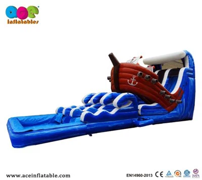 Navio pirata Inflável Slip N Slide Water Slides com piscina no final